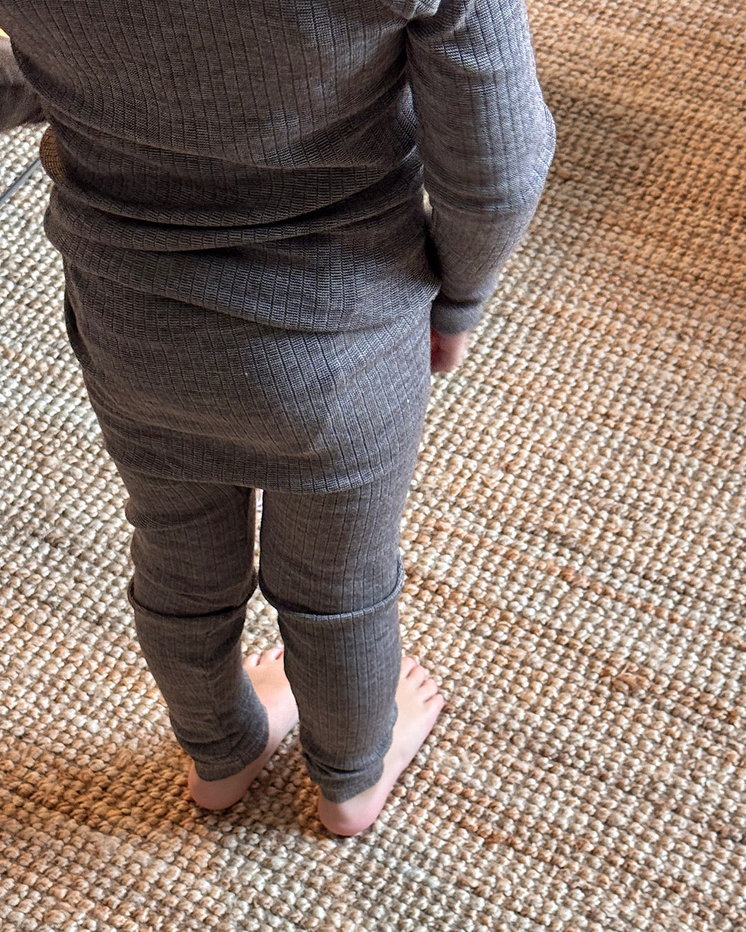 Leggings bomuld/uld/silke - brun meleret