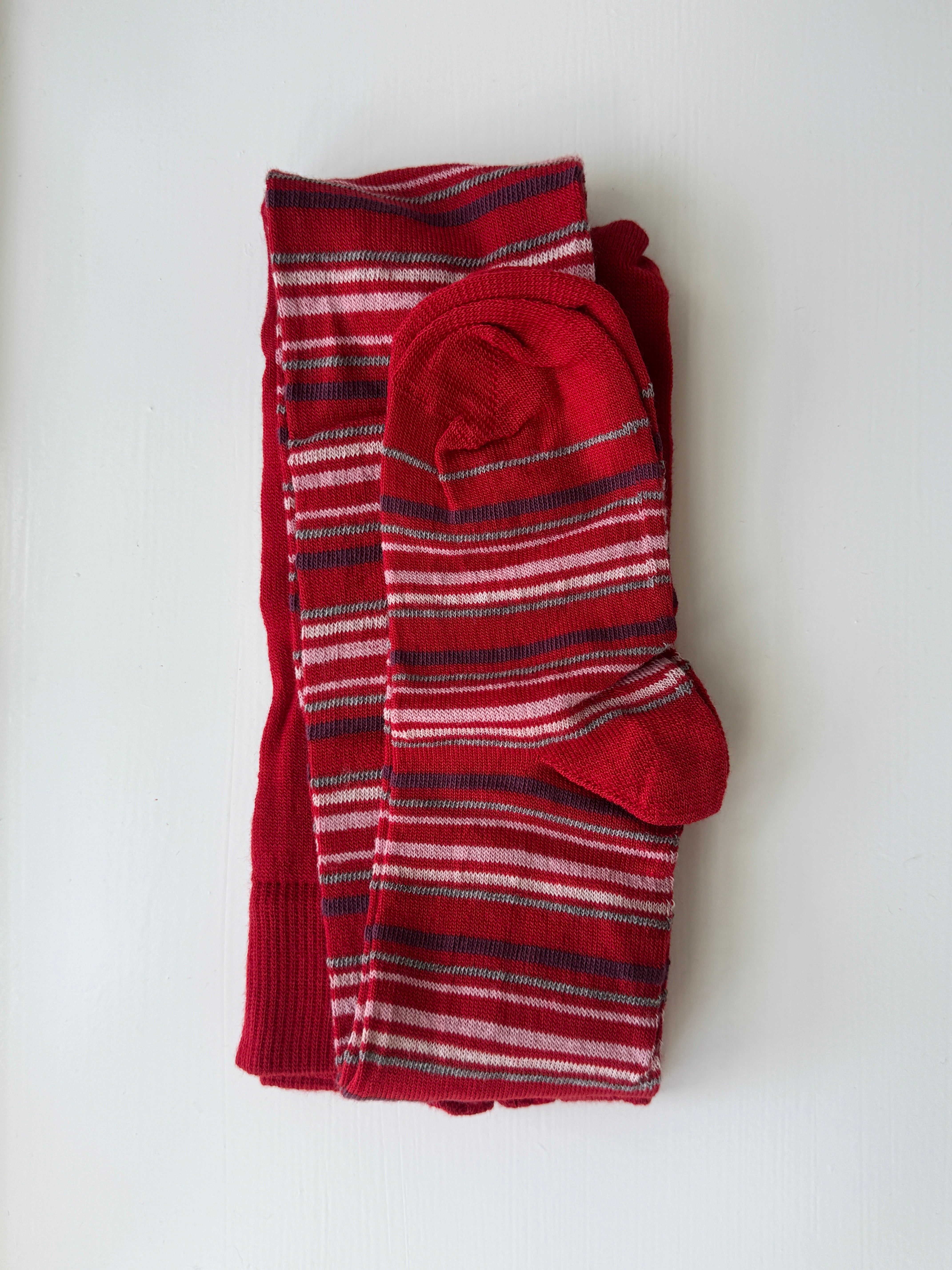 Bomuldsstrømpebukser striber - rød