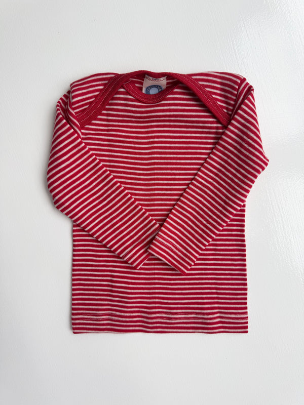 Langærmet t-shirt med amerikansk lukning, uld/silke