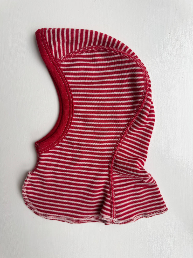 Balaclava uld/silke - Rød strib