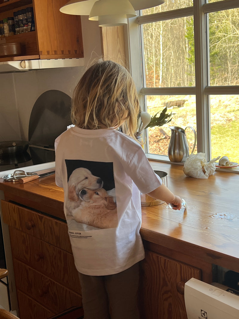 Blomst 100% GOTS bomulds t-shirt - Hvalpe