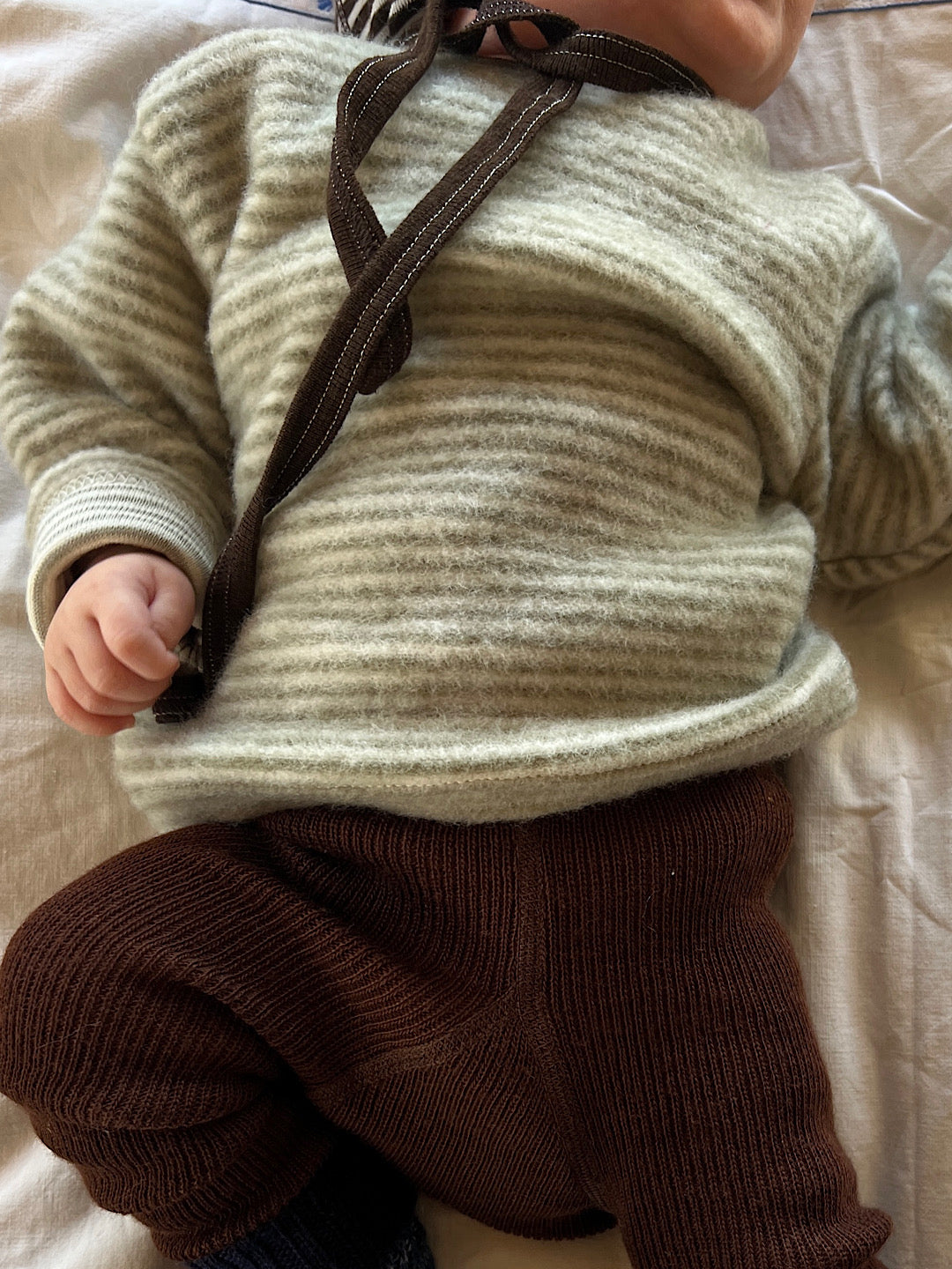 Bluse - khaki/natur strib
