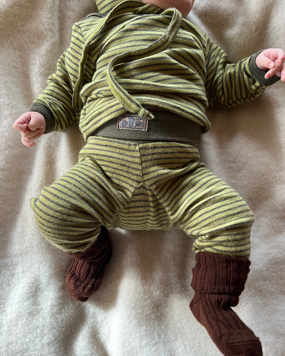 Bluse uld/silke - khaki/kiwi