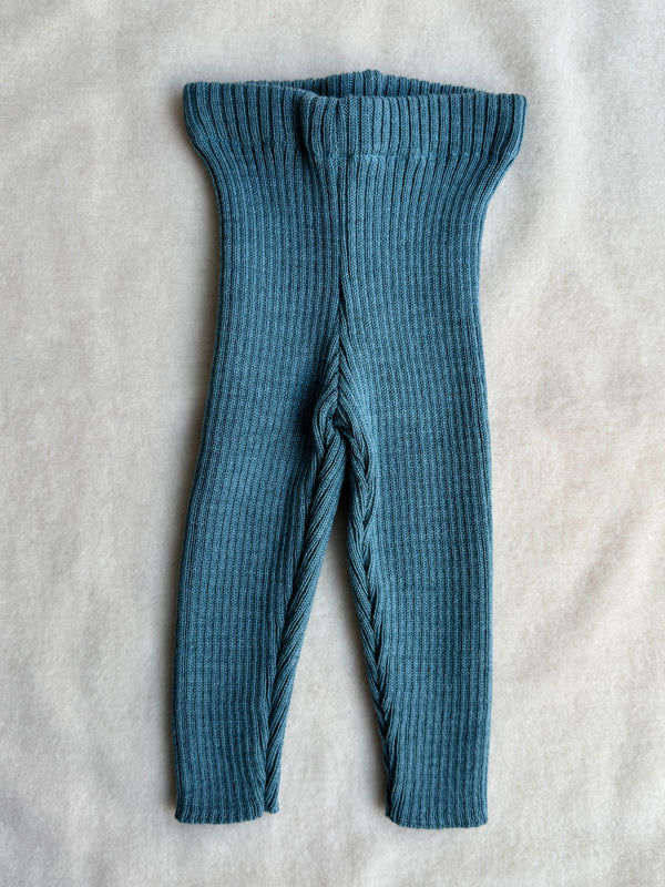 Uldleggings rib - Aqua