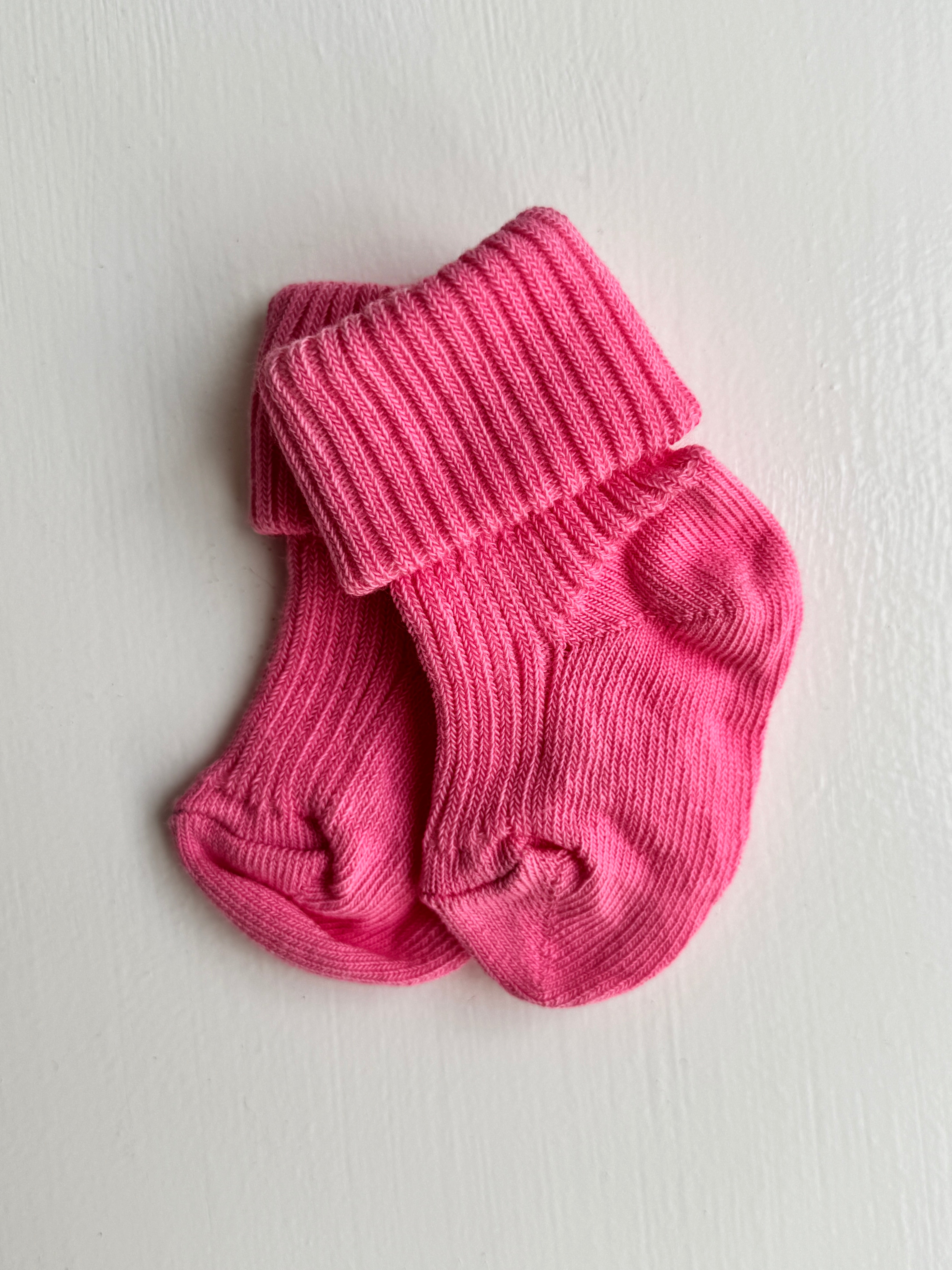 Babystrømper bomuld - Pink Cosmos