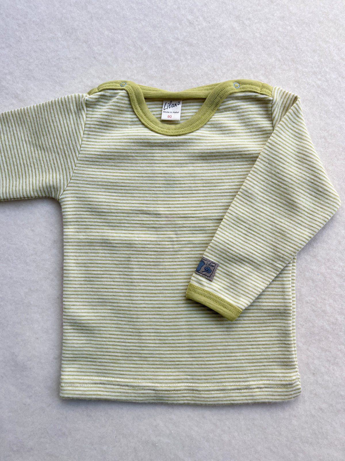 Bluse uld/silke - kiwi/natur
