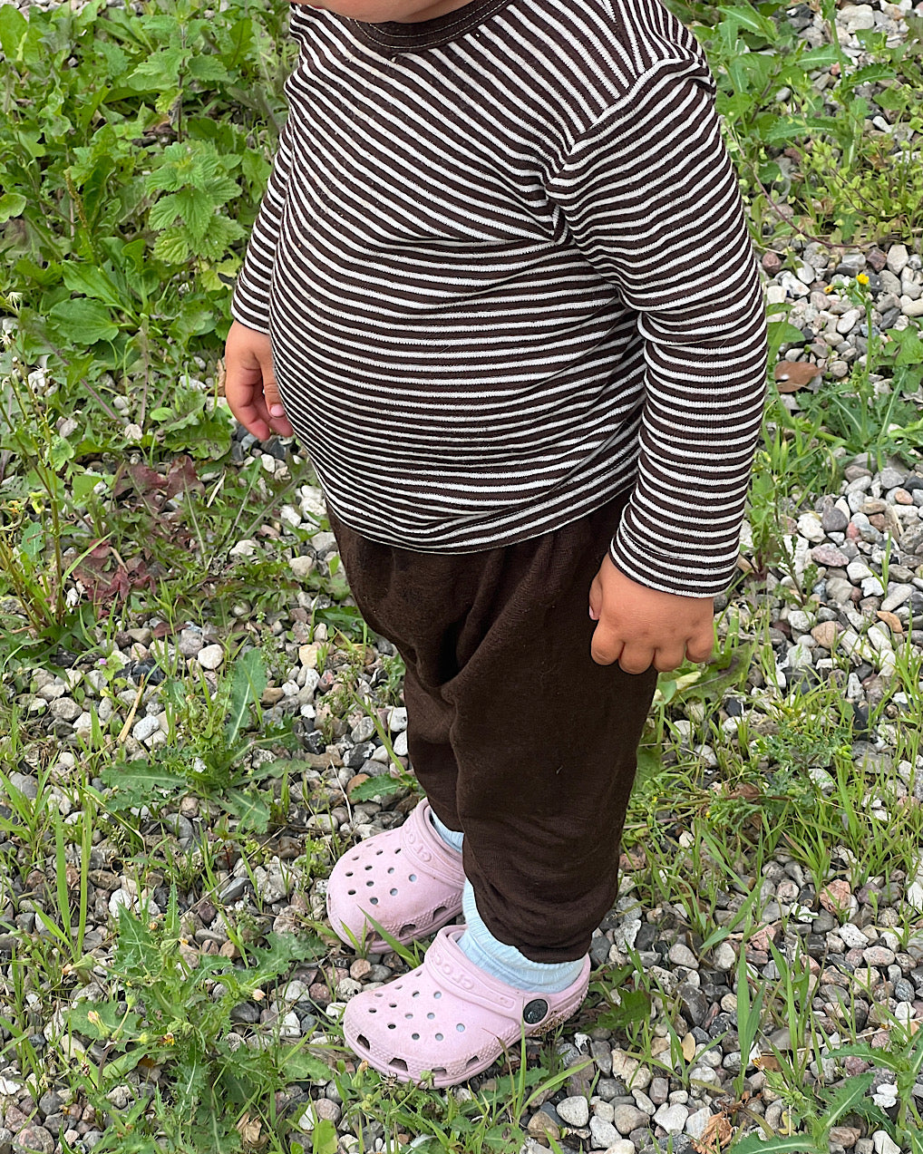Bluse uld/silke - brun strib