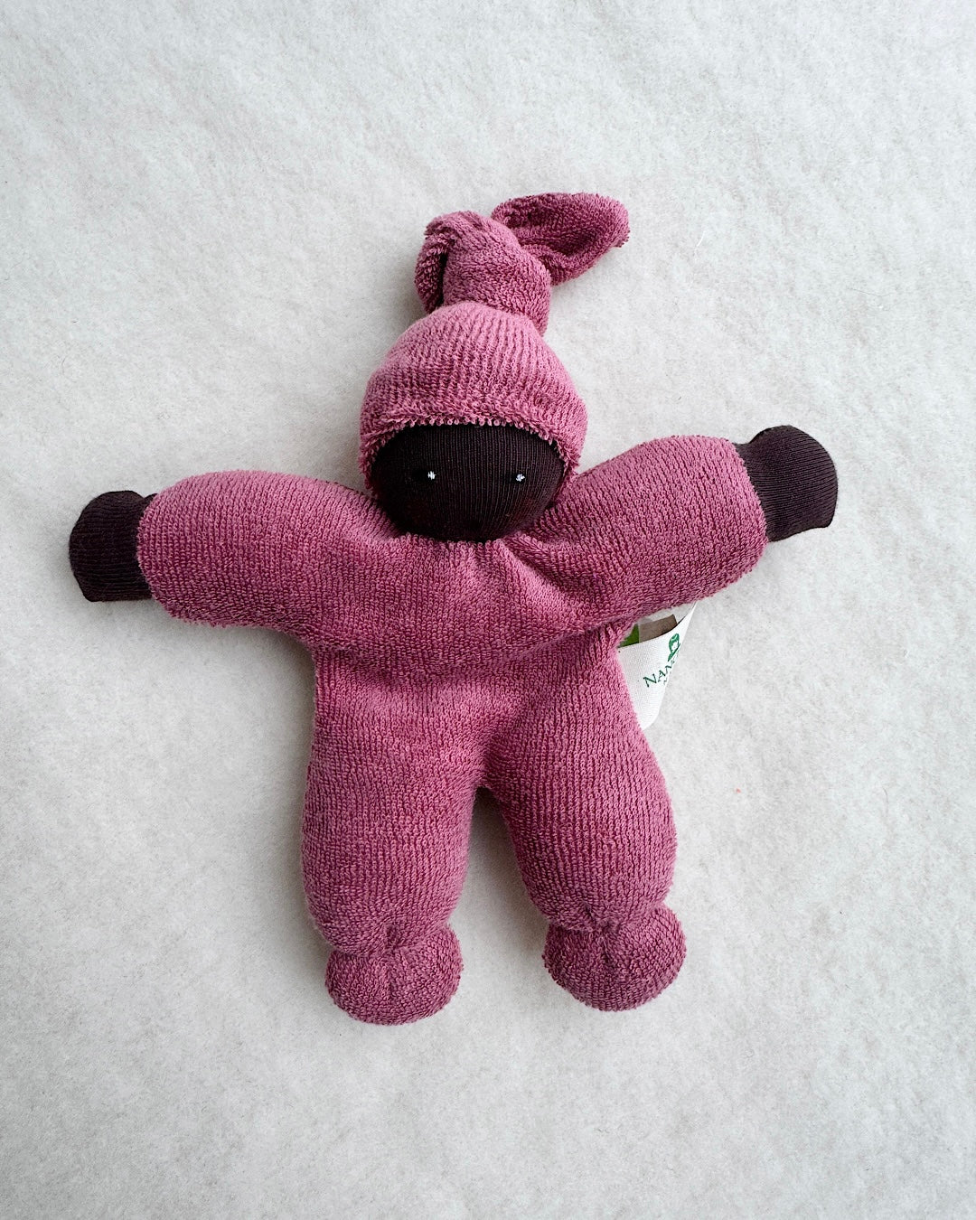 Hand-sewn organic doll pink