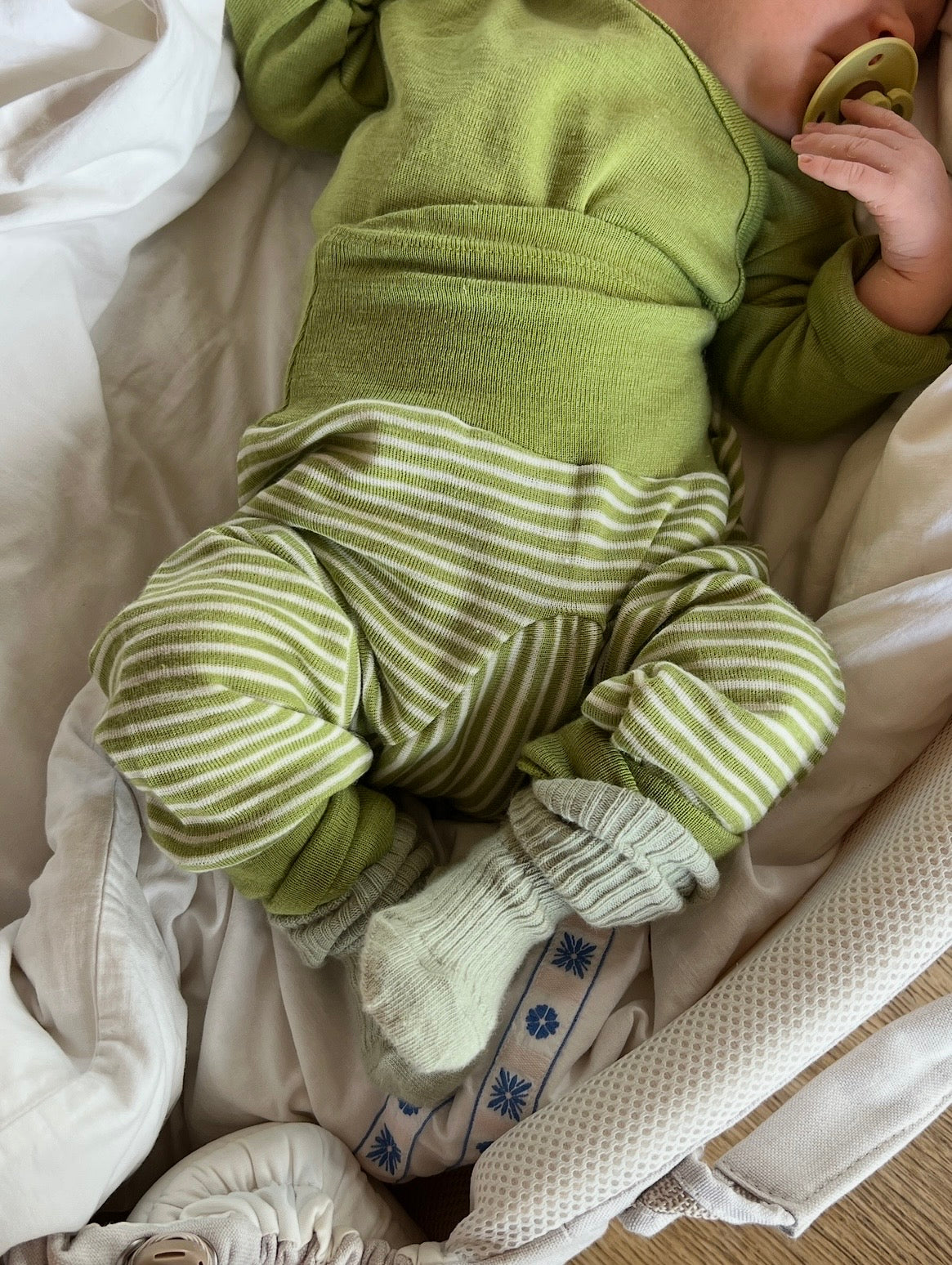 Bukser uld/silke - grøn strib