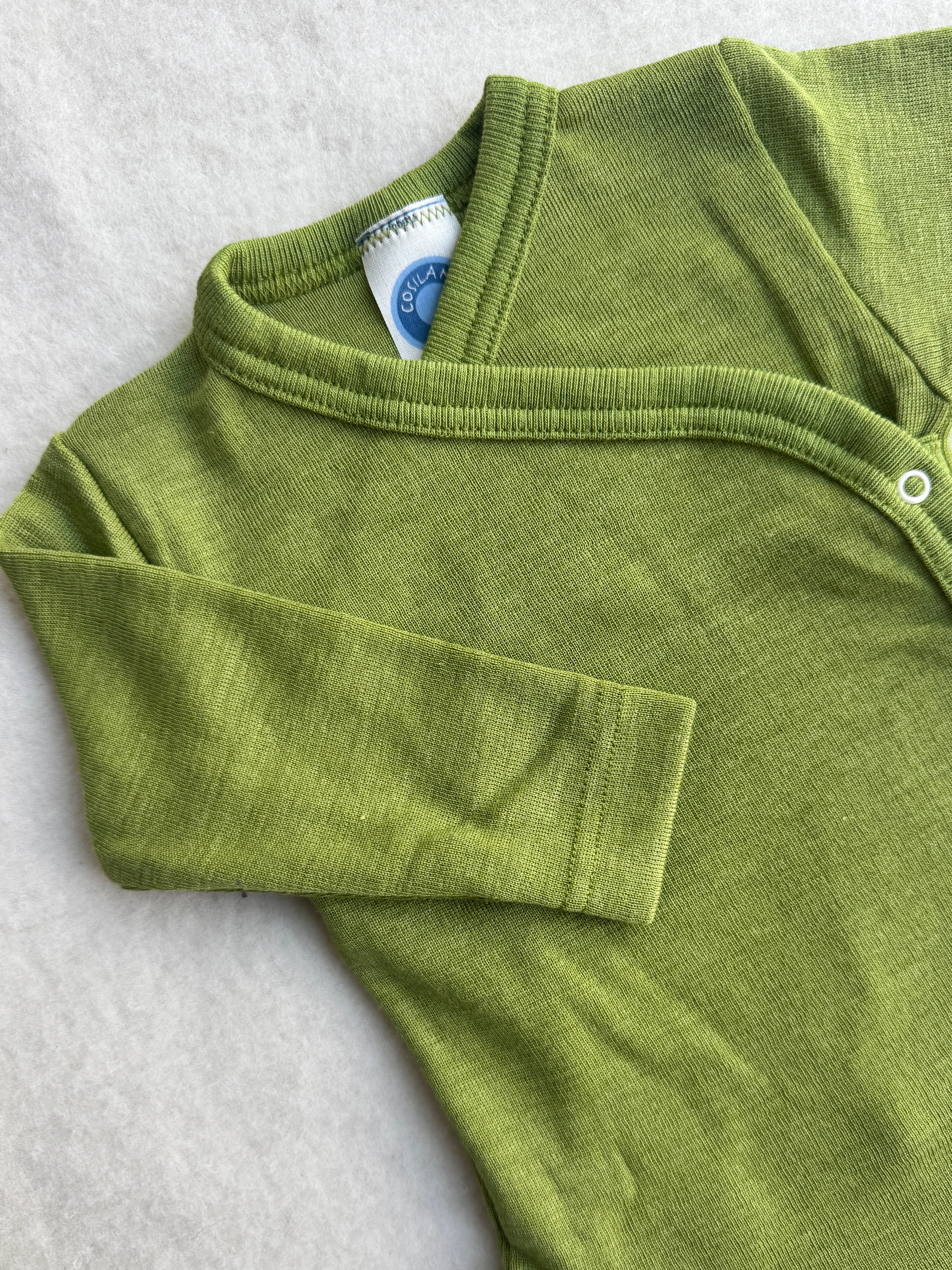 Baby-Body slå-om uld/silke - grøn