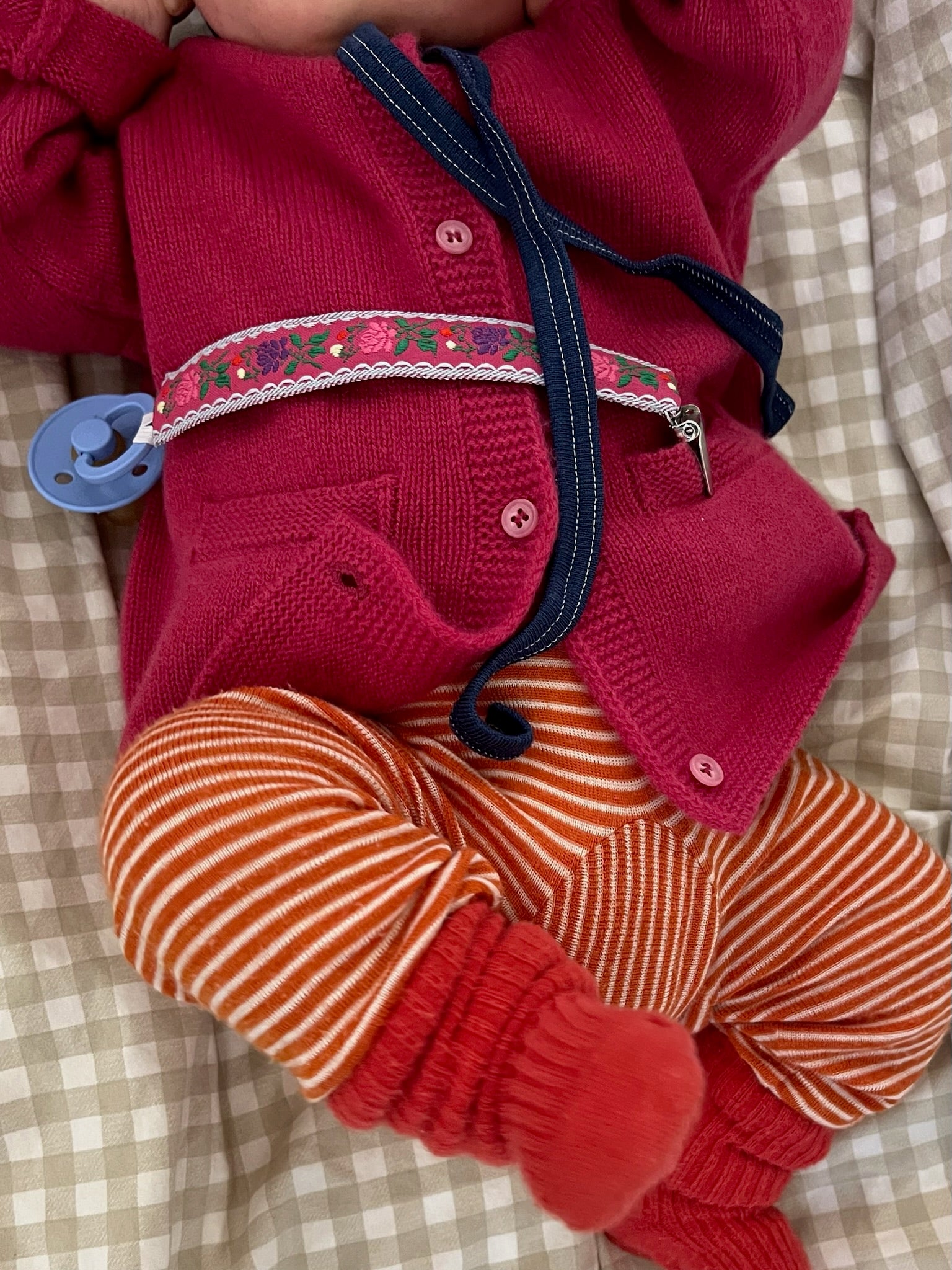 Bukser uld/silke - orange strib