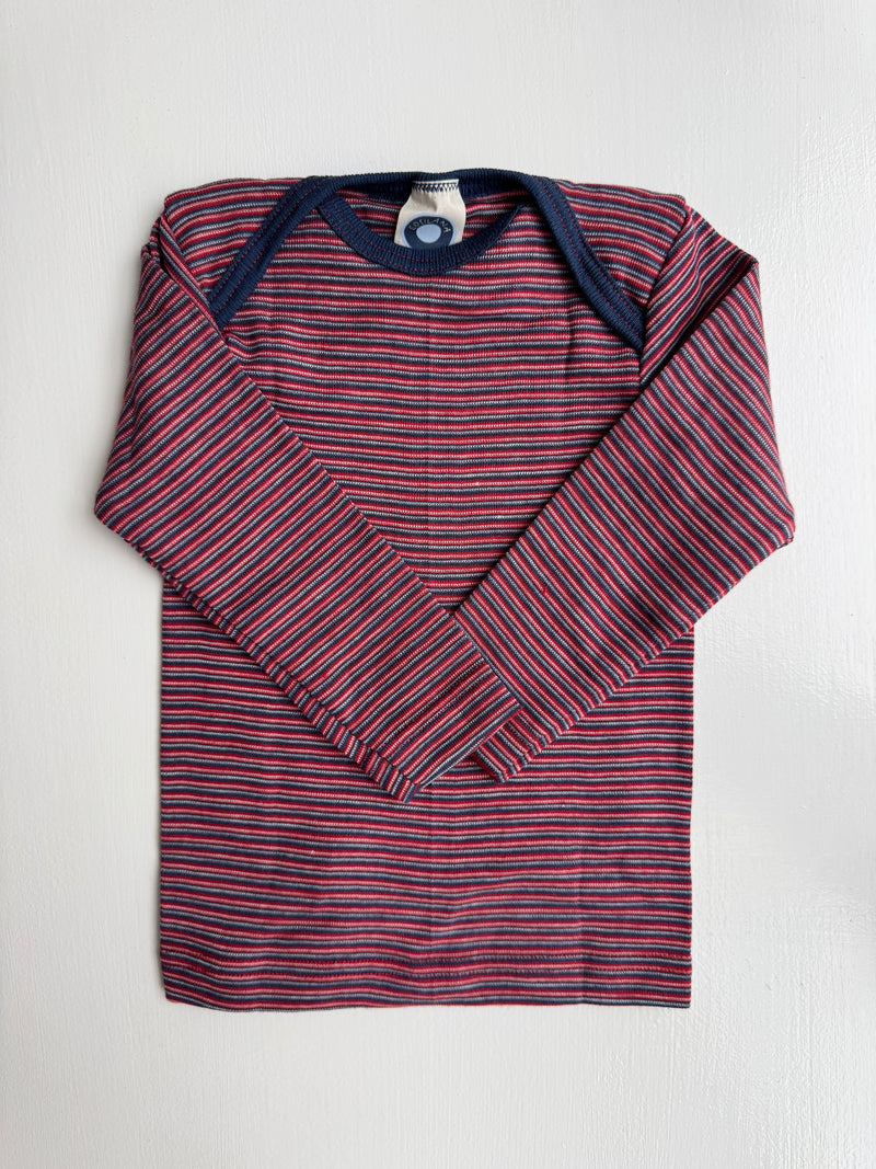 Langærmet t-shirt med amerikansk lukning, uld/silke