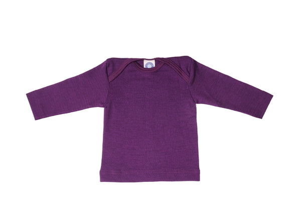 Langærmet t-shirt med amerikansk lukning, uld/silke