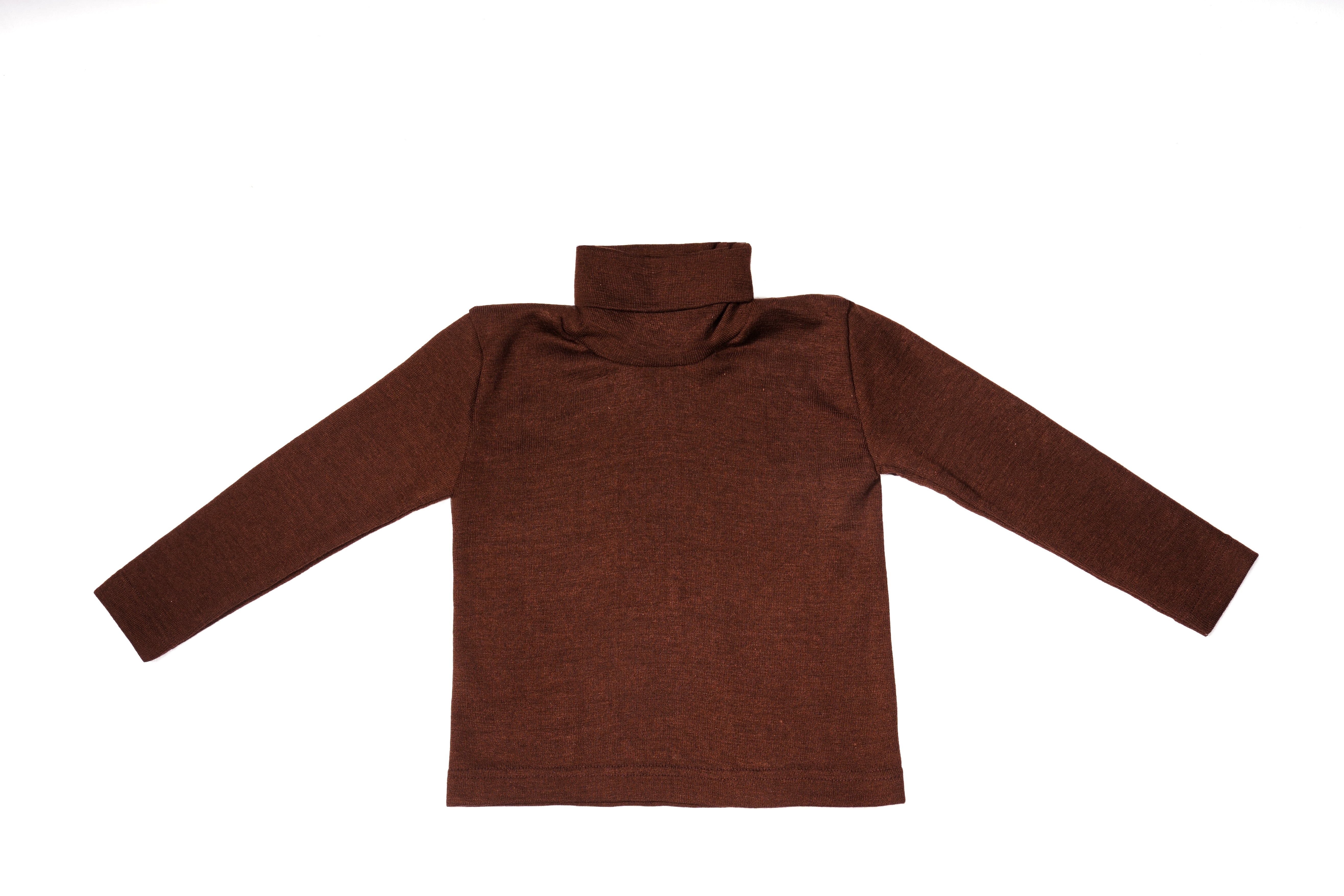 Langærmet t-shirt med rullekrave - brun