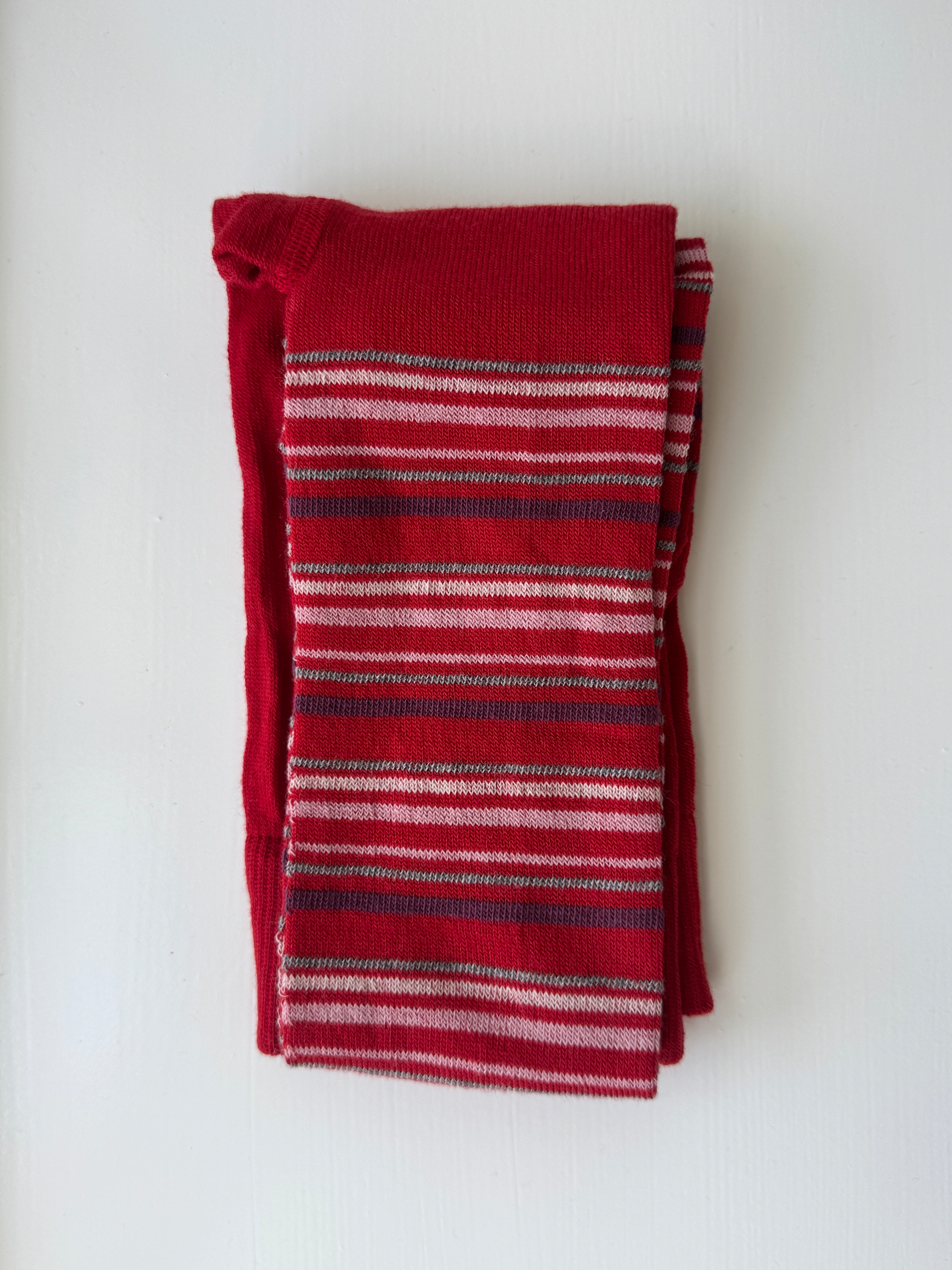 Cotton tights stripes - red