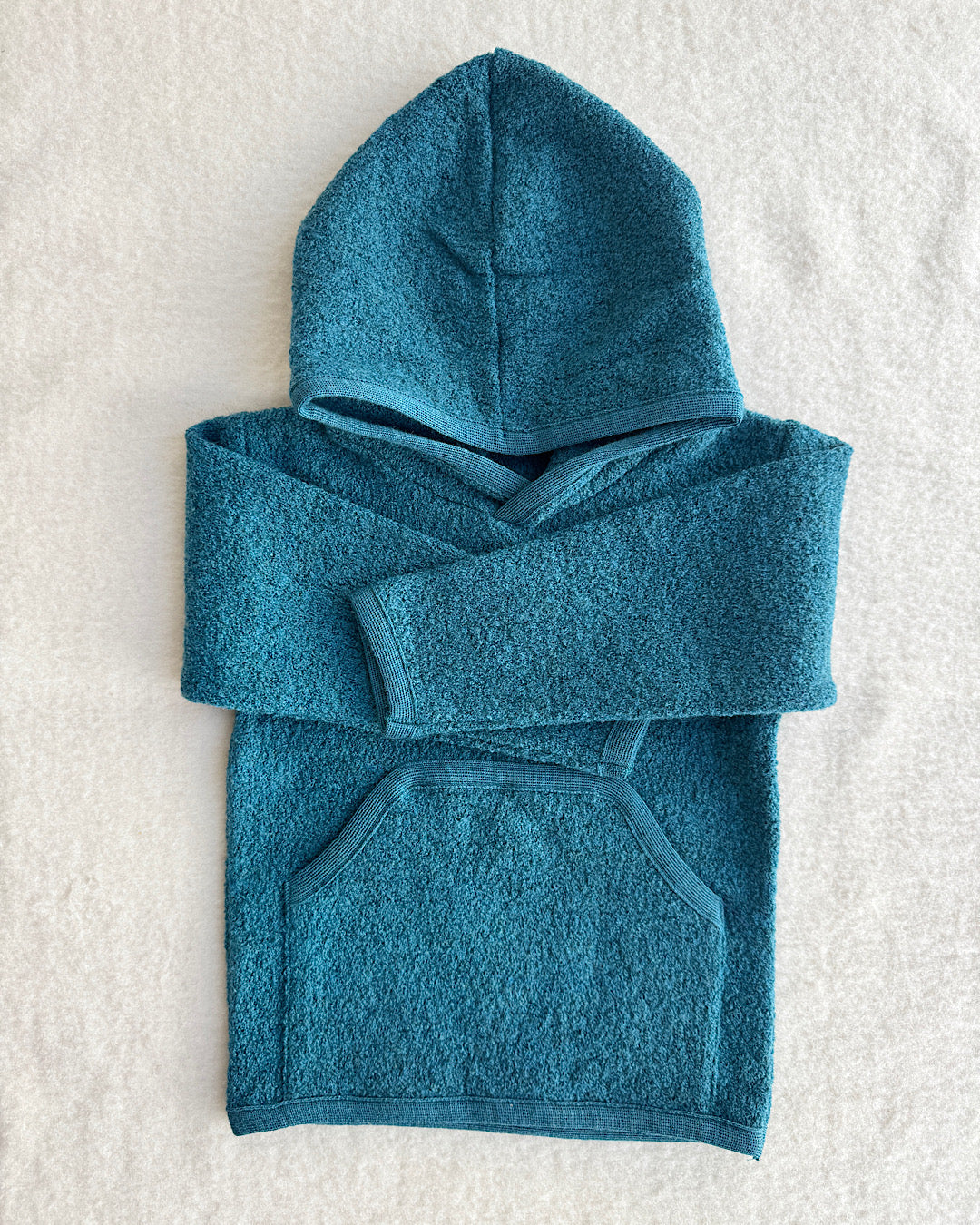 Hoodie i uld - smaragd