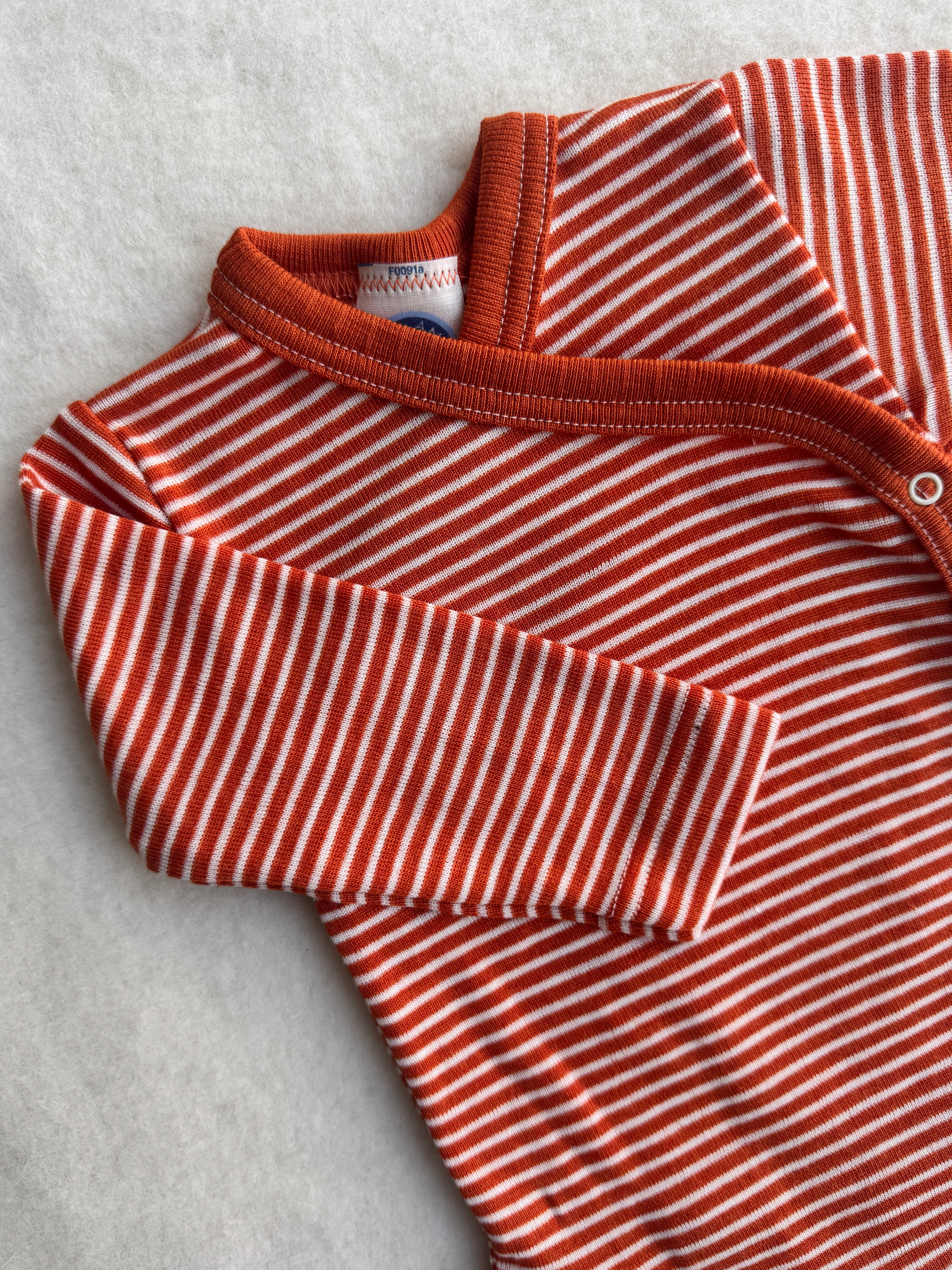 Baby-Body slå-om uld/silke - orange strib