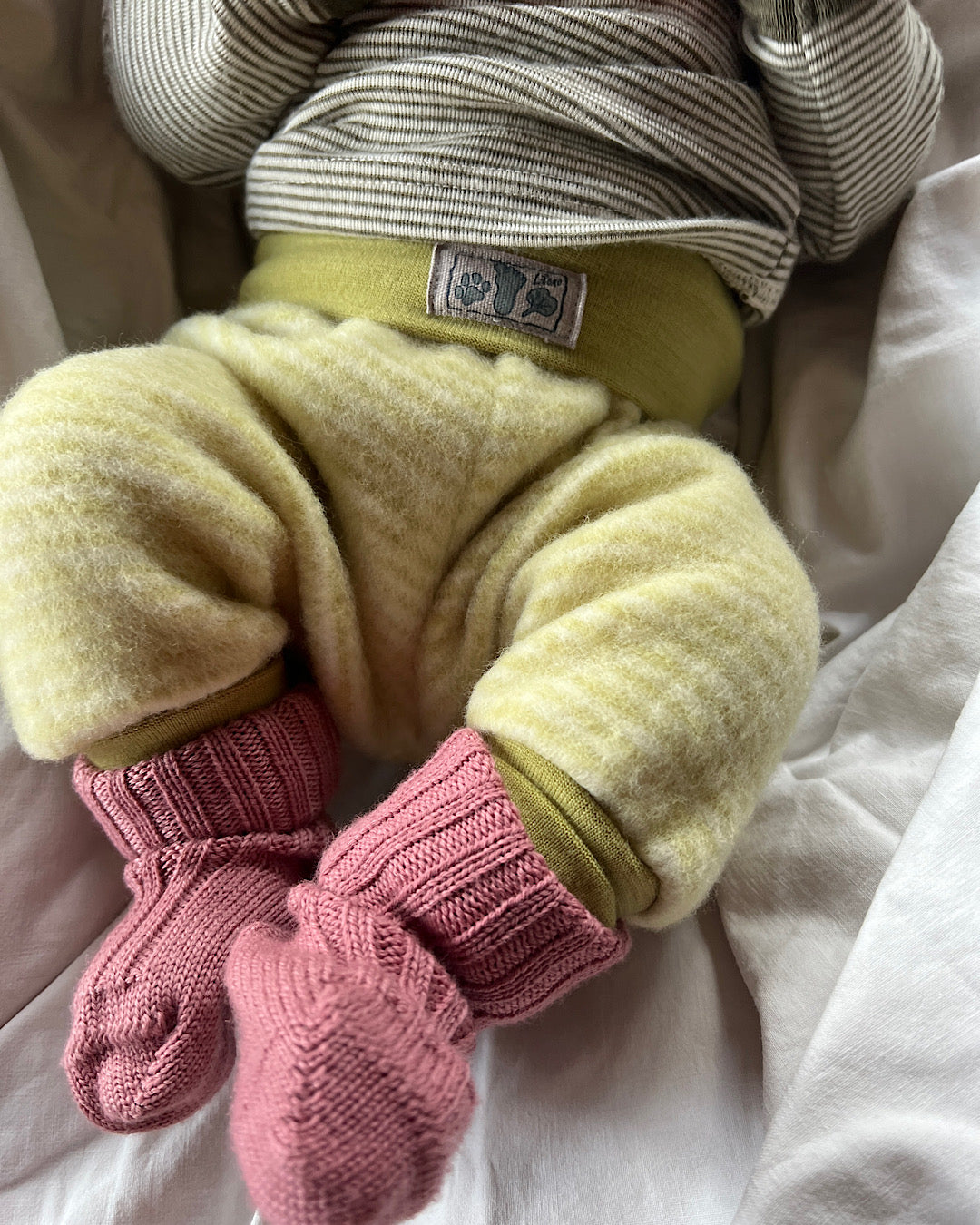Bukser - kiwi/natur strib