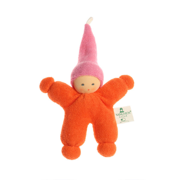 Hand-sewn organic doll orange