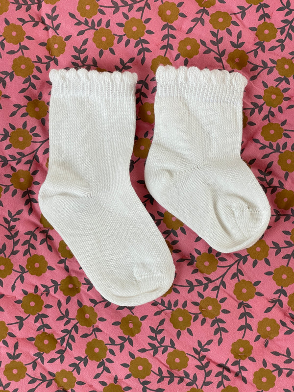 Cotton socks with lace trim