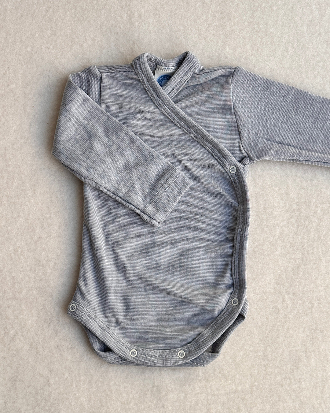 Baby-Body slå-om uld/silke - grå