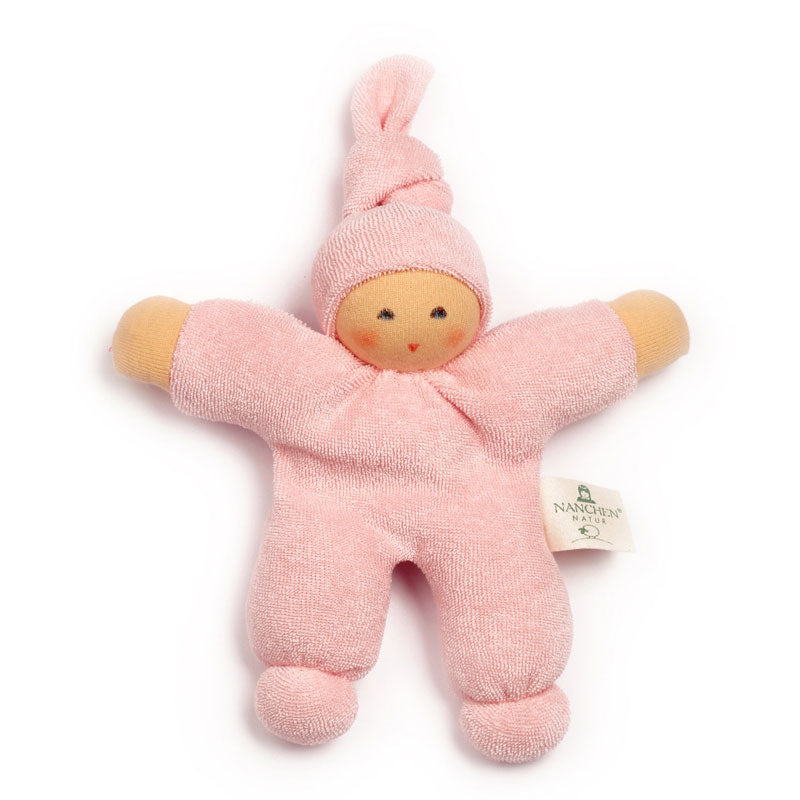 Hand-sewn organic doll pink